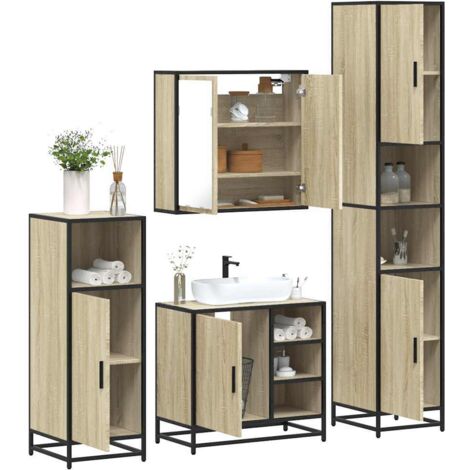 4-tlg. Badmöbel-Set Sonoma-Eiche Holzwerkstoff vidaXL
