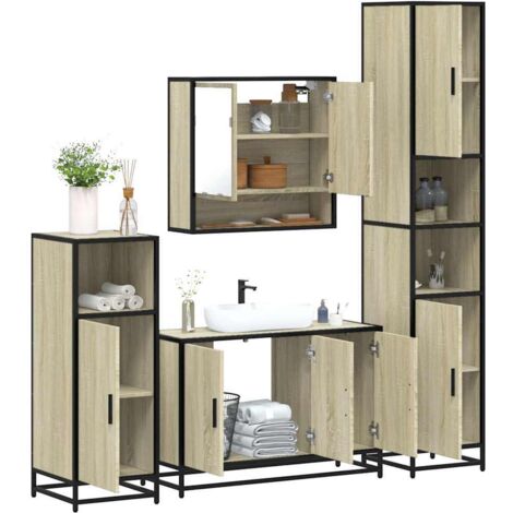4-tlg. Badmöbel-Set Sonoma-Eiche Holzwerkstoff vidaXL