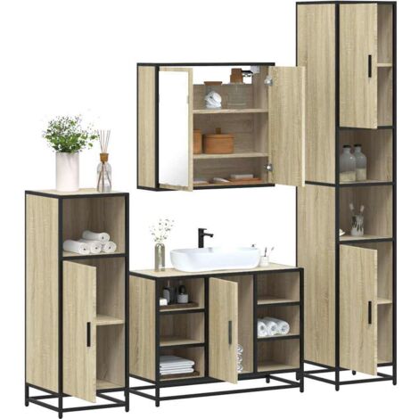 4-tlg. Badmöbel-Set Sonoma-Eiche Holzwerkstoff vidaXL