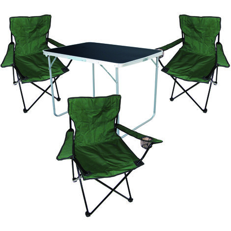 4-tlg Campingsessel grün + Campingtisch-MMC330871B+3xMPO2432
