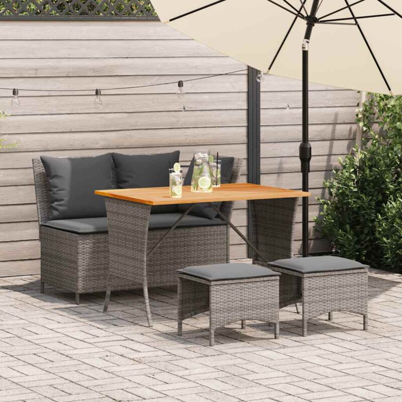 4-tlg. Garten-essgruppe Mit Kissen Grau Poly Rattan - Vidaxl