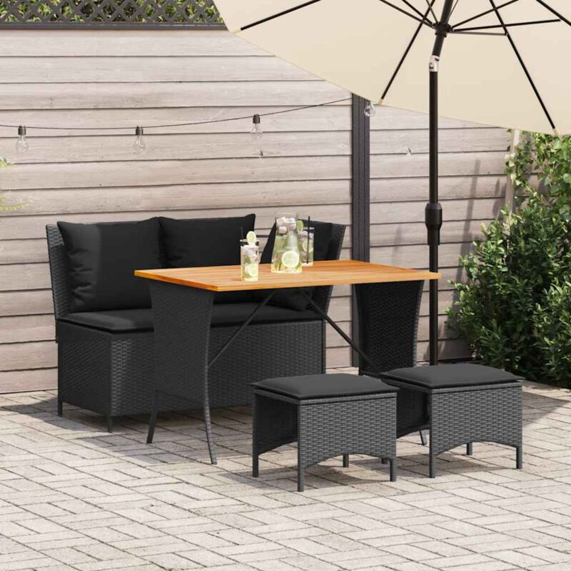 4-tlg. Garten-essgruppe Mit Kissen Schwarz Poly Rattan - Vidaxl