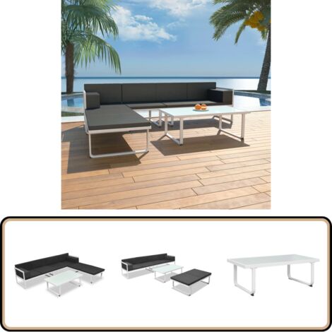4-tlg. Garten-Lounge-Set mit Auflagen Aluminium Schwarz - Gartenmöbel - Lounge-Set - Outdoor Möbel - Alu-Gartenmöbel - Garten Sofa