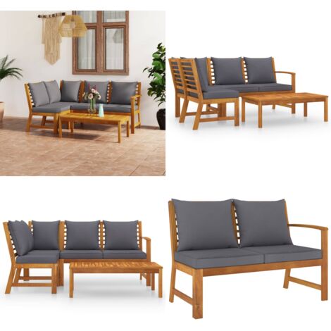 4-tlg. Garten-Lounge-Set mit Auflagen Massivholz Akazie - Gartensitzplatz - Loungesessel - Gartenmöbel Set - Holzsessel - Outdoormöbel - Home & Living