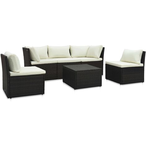 vidaXL 4-tlg. Garten-Lounge-Set mit Auflagen Poly Rattan