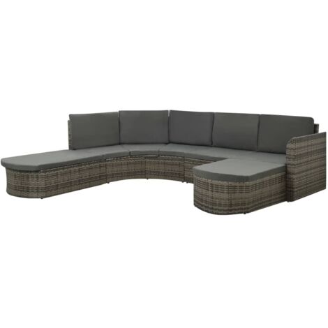4-tlg. Garten-Lounge-Set mit Auflagen Poly Rattan Grau vidaXL