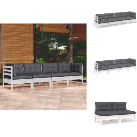 4-tlg. Garten-Lounge-Set mit Kissen Kiefer Massivholz - Garten Lounge Set - Kiefernholzmöbel - Outdoor Möbel - Gartenzubehör - Loungemöbel