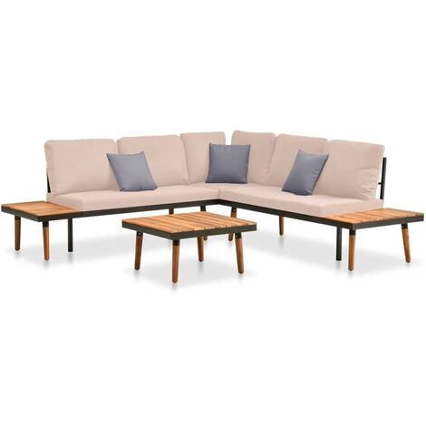 4-tlg. Garten-Lounge-Set mit Kissen Massivholz Akazie vidaXL