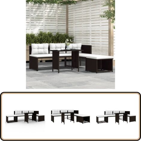 4-tlg. Garten-Lounge-Set Poly Rattan Braun - Gartenmöbeln - Lounge-Set - Outdoor Möbel - Rattan Gartenmöbel - Gartenmöbel Set