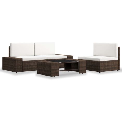 4-tlg. Garten-Lounge-Set Poly Rattan Braun vidaXL