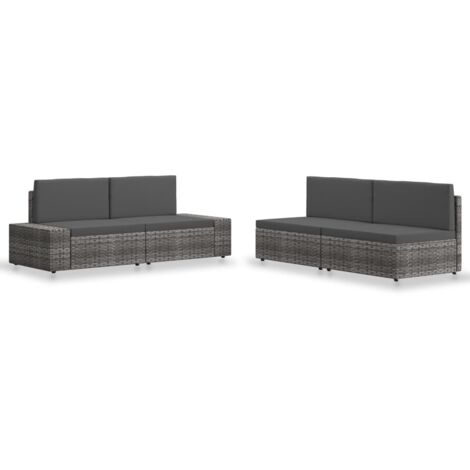 4-tlg. Garten-Lounge-Set Poly Rattan Grau vidaXL