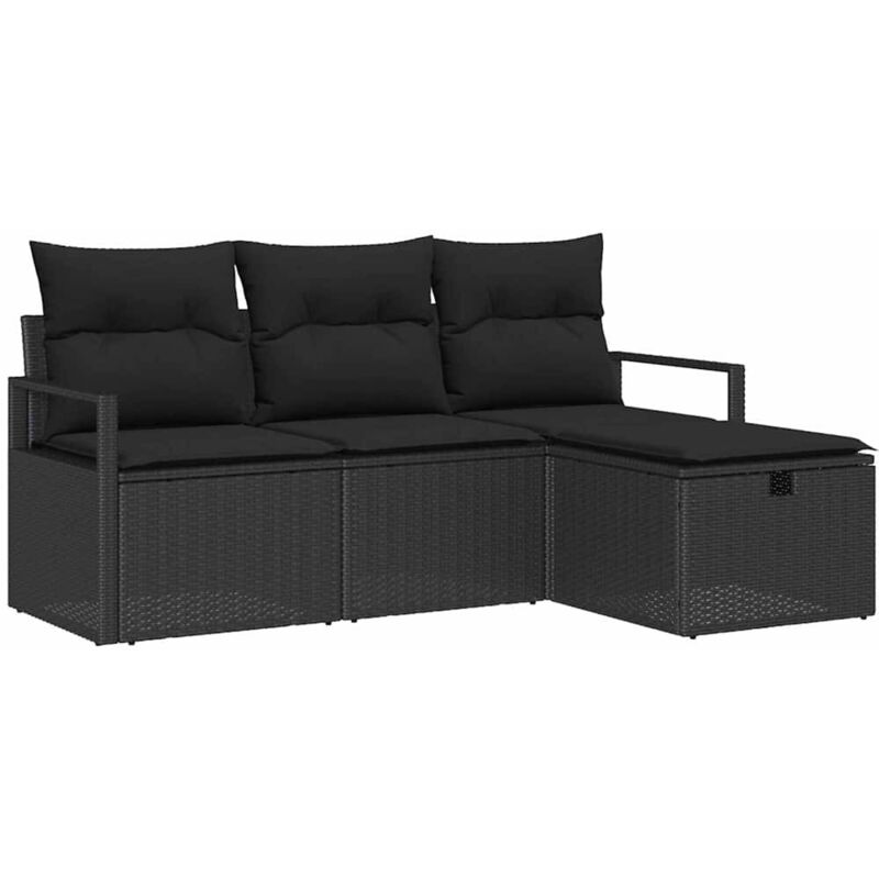 Garten-sofa-set 4 Pcs Schwarz 175 X 117 X 85 Cm Poly Rattan Vidaxl