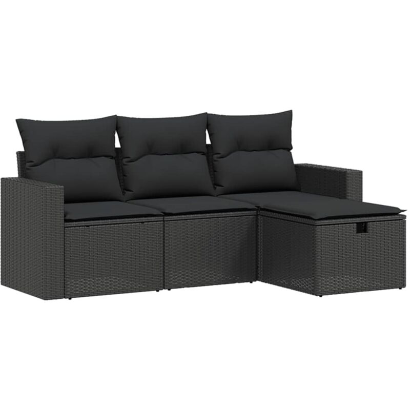4-tlg. Garten-sofagarnitur Mit Kissen Schwarz Poly Rattan Vidaxl