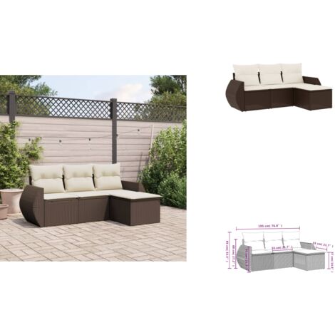 4-tlg. Garten-Sofagarnitur mit Kissen Braun Poly Rattan - Garten Sofagarnitur - Garten Sofagarnituren - Outdoor Sofagarnitur - Sofagarnitur Terrasse