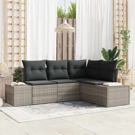 4-tlg. Garten-Sofagarnitur mit Kissen Hellgrau Poly Rattan vidaXL718283