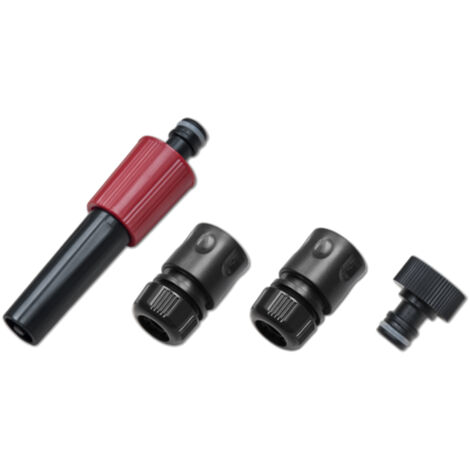 4 tlg. Gartenbrause-Set 1/2" schwarz/rot