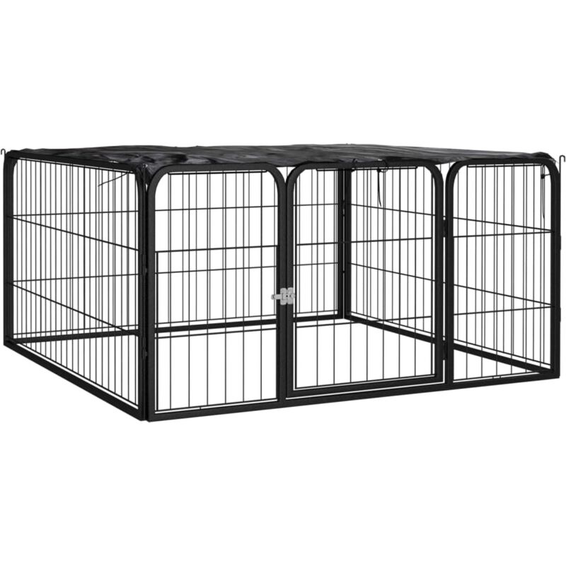 Vidaxl - 4-tlg. Hundelaufstall Schwarz 100x50cm Stahl Pulverbeschichtung