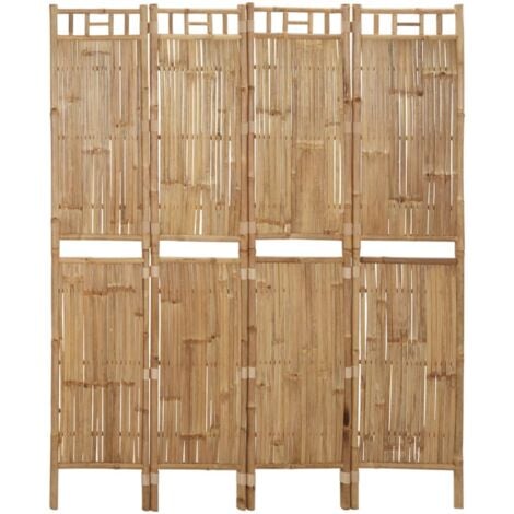 4-tlg. Paravent Raumteiler  Sichtschutz für Balkon, Garten  Bambus 160x180 cm DE50805