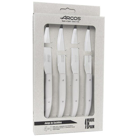 4-tlg. Set mit 4 Stück mikroperlenfarbenen Hackmessern white micro-pearl