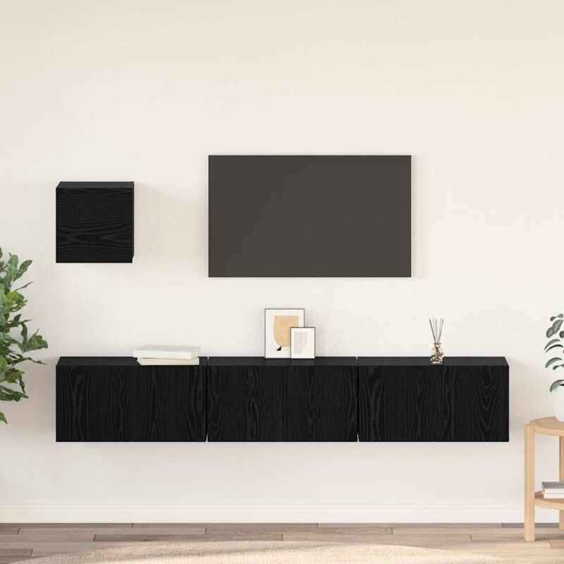 Tv-schrank-set 4 Pcs Schwarze Eiche 60 X 30 X 30 Cm Vidaxl