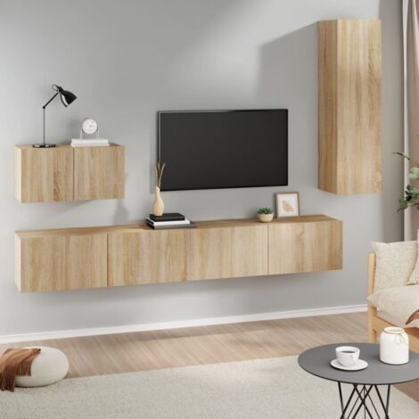 4-tlg. TV-Schrank-Set Sonoma-Eiche Holzwerkstoff vidaXL