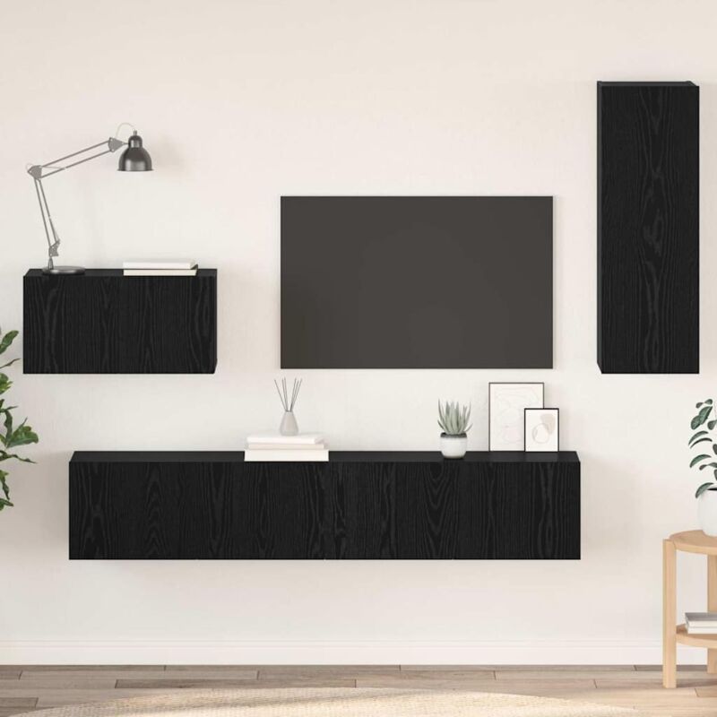 Vidaxl - Wand Tv Schrank 4 Pcs Schwarze Eiche 200 X 30 X 30 Cm