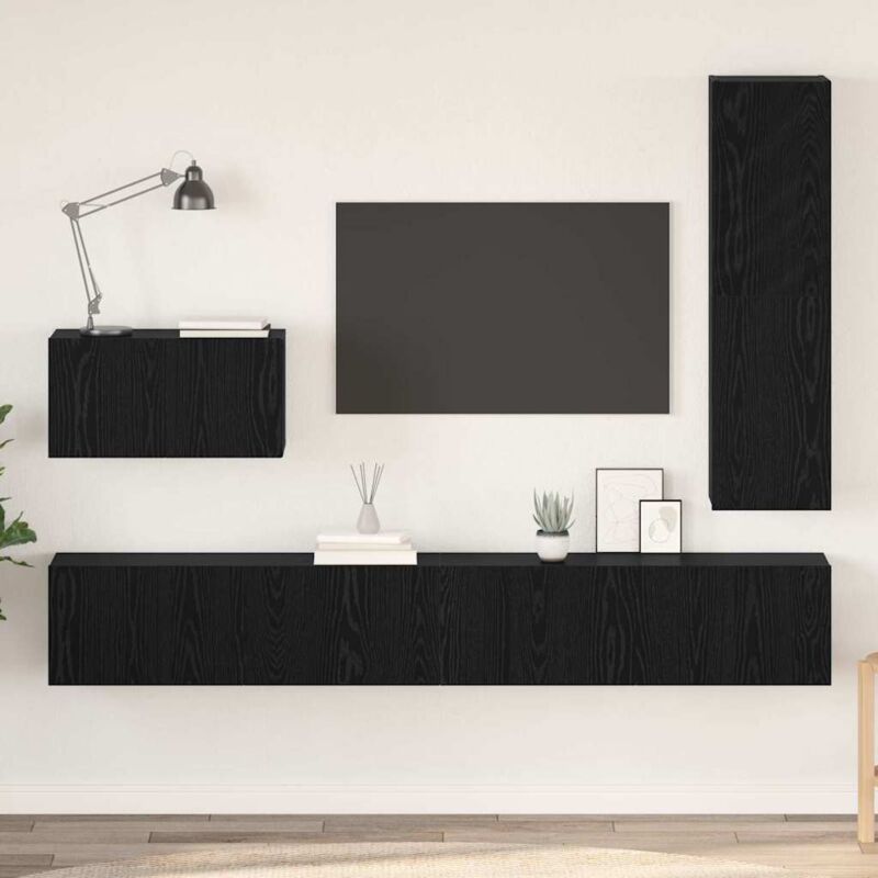 Vidaxl - Tv-schrank-set 4 Pcs Schwarze Eiche 200 X 30 X 30 Cm