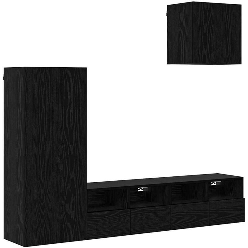 Tv-wandgeräte 4 Pcs Schwarz Eichen-optik Holzwerkstoff Vidaxl