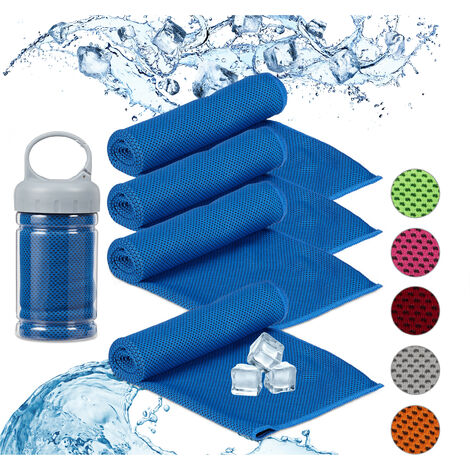 4 Toallas Gimnasio Enfriamiento, Pack de 2, Para Deporte, Microfibra, Poliéster-PP, 90 x 30 cm, Azul