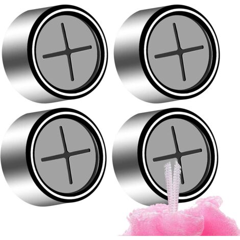 4 toalleros universales para baño con ganchos de presión – Almacenamiento práctico para baño y cocina, color plata.