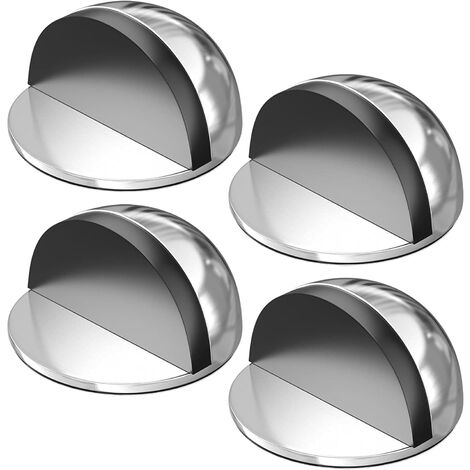 4 topes de puerta autoadhesivos para suelo, topes de puerta de acero inoxidable con topes de goma, topes de puerta de acero inoxidable para todos los suelos duros para proteger puertas, paredes y mueb