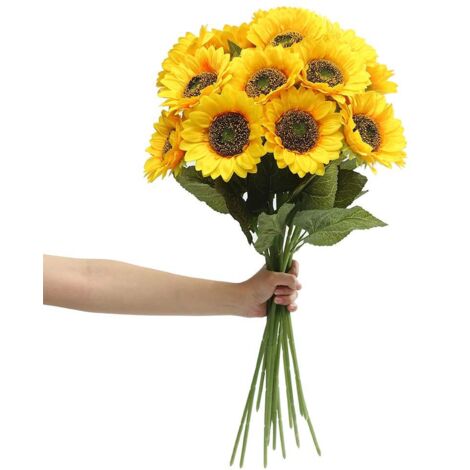 4 tournesols artificiels - Tournesols à sept têtes - Décoration de salon