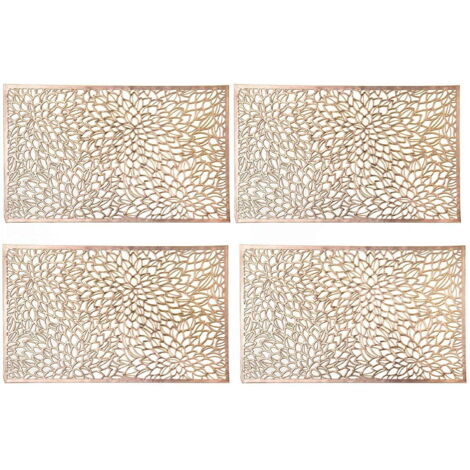 4 tovagliette rettangolari in pizzo metallico pressato, 12 x 18 pollici, resistenti al calore, antiscivolo, per tavolo da pranzo, per interni ed esterni, antigraffio, con texture, decorazione da cucin