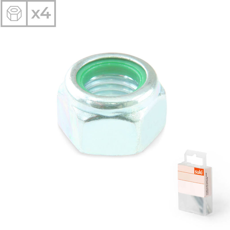 

Pack 4 Tuercas Hexagonales Autoblocante con Nylon | Fabricadas en Acero Zincado | Métrica 10