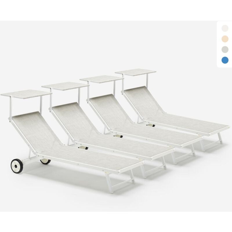 

4 Tumbonas con Ruedas Aluminio Playa Patio Piscina Alabama Stock 4 Piezas | Gris