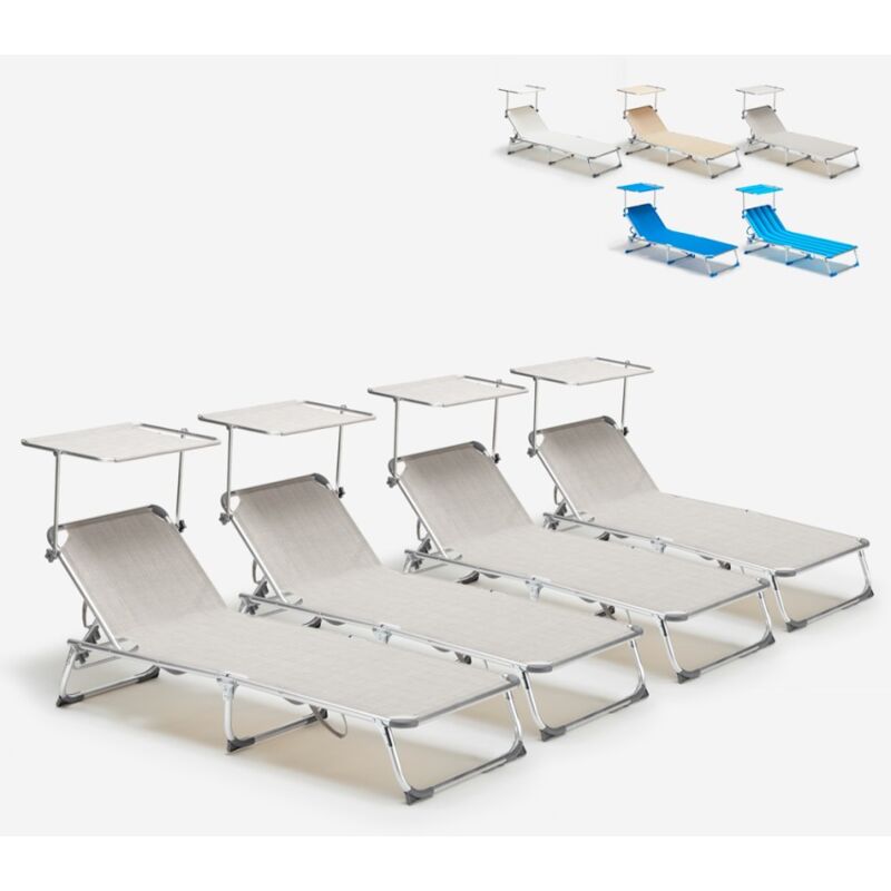 

4 Tumbonas de playa plegable portátil aluminio California | Gris