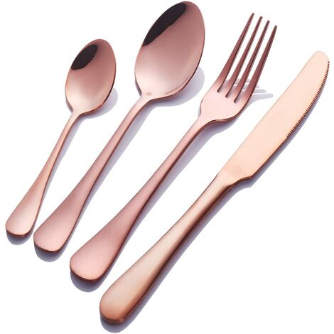 4 Uds. Cubiertos de acero inoxidable de oro rosa, cubiertos, cubiertos, juego de vajilla, utensilio, cucharadita, cuchara, cuchillo, tenedor
