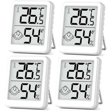 4 Uds Mini termómetro LCD higrómetro termómetro interior para el hogar adecuado para habitaciones de niños, habitaciones de ancianos, etc.