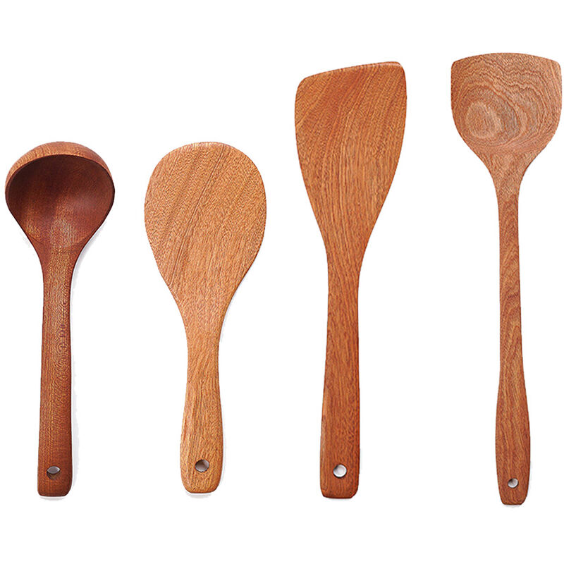 

4 unids / set utensilios de cocina para cocina, cuchara de madera, espatulas para sopa, cuchara para Chef, utensilios de cocina antiadherentes para