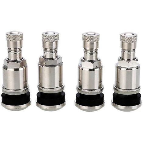 4 Valves De Pneu De Voiture Tubeless En Acier Argent De 45 Mm