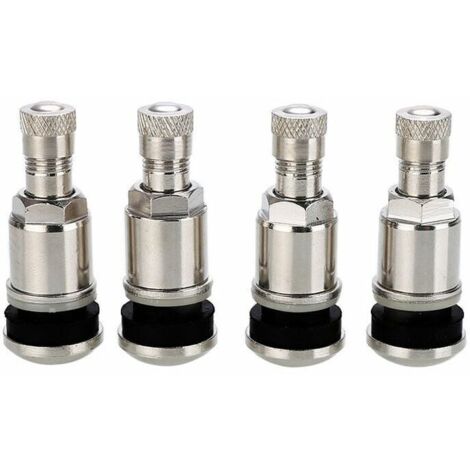4 valves de pneu de voiture tubeless en acier argenté de 45 mm