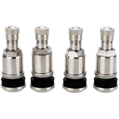 4 valves de pneu de voiture tubeless en acier argenté de 45 mm