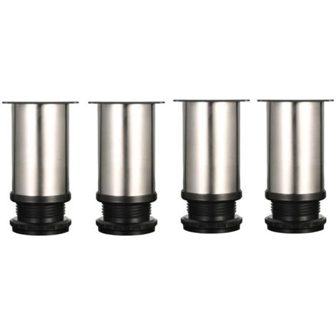 4 verstellbare Möbelfüße, 80 mm hoch, verstärkte Schrankfüße, Tischfüße, Möbelfüße, gebürsteter Edelstahl, mit Schrauben