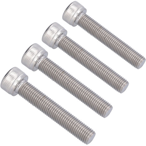 4 Vis à tête hexagonale Acier Inoxydable A2 M10x55mm, Filetage Fin 1.25mm, 4 Pièces Quincaillerie