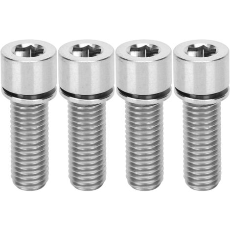 4 Vis à tête hexagonale M7x20mm en alliage de titane pour potence de vélo, couleur titane - Lot de 4 pièces
