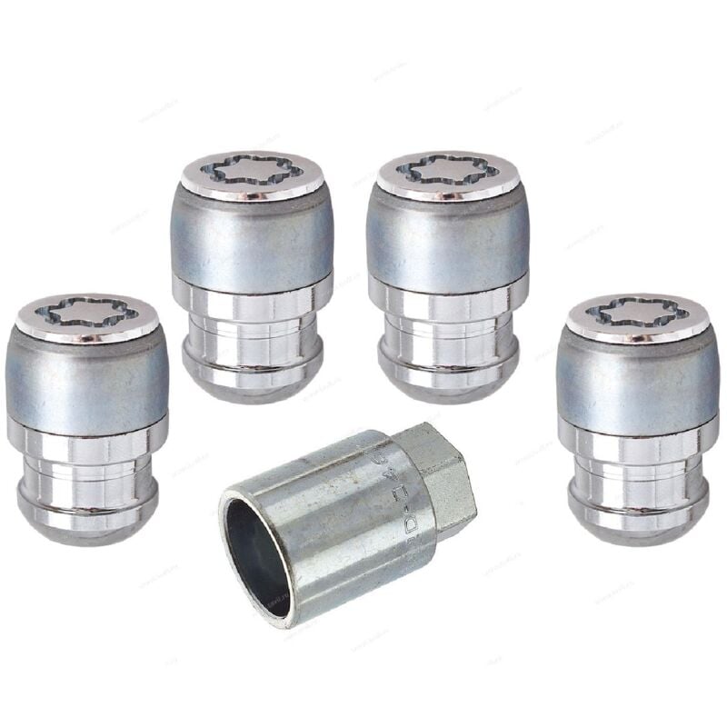 4 vis antivol Haute Secu Chrome 14x15 60degres 25mm Douille 17 - 27184SL