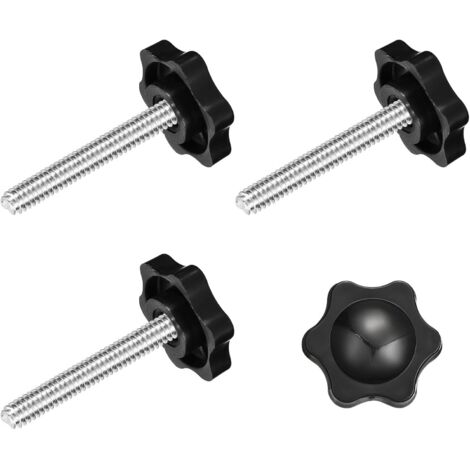 4 Vis de Serrage, M6 x 40mm, Tête Étoile Plastique, Acier Galvanisé, Pour Meubles et Bases de Parasol