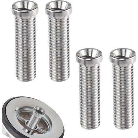 4 viti per cestello lavello in acciaio inox da 30 mm M12, viti per tappo di scarico in acciaio, viti per cestello lavello per filtro lavabo - Argento