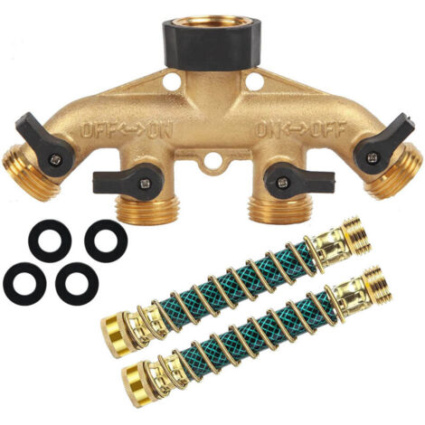 4 Voies Tuyau Robinet Collecteur Tuyau Robinet Collecteur 3 Connecteur en Laiton Distributeur pour Jardin Irrigation 3/4in