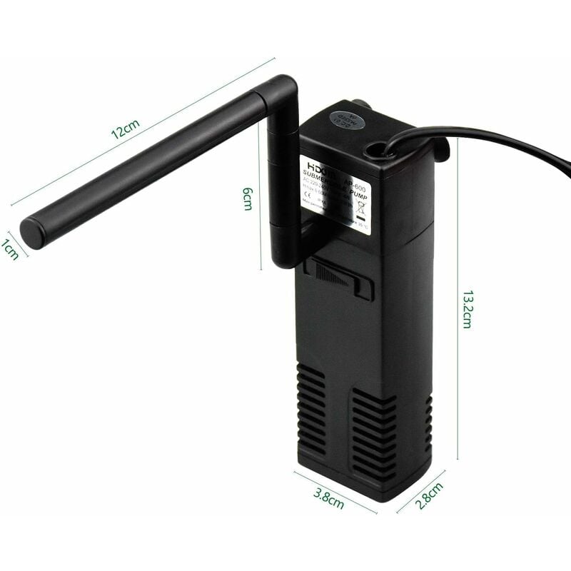 4 w Filtre Intérieur pour Aquarium, 60L Réglable Pompe Filtre Interne avec éponges Filtrantes, Utilisation et Maintenance Simple Fei Yu